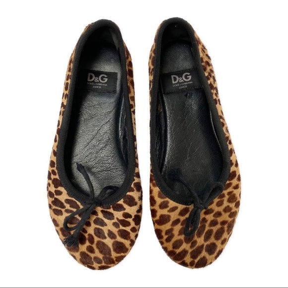 Dolce & Gabbana Shoes Dg Junior Pony Hair Animal Print Ballet Flats